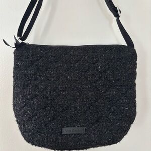 Vera Bradley Shimmer Sequin Bucket Crossbody Black Purse EUC